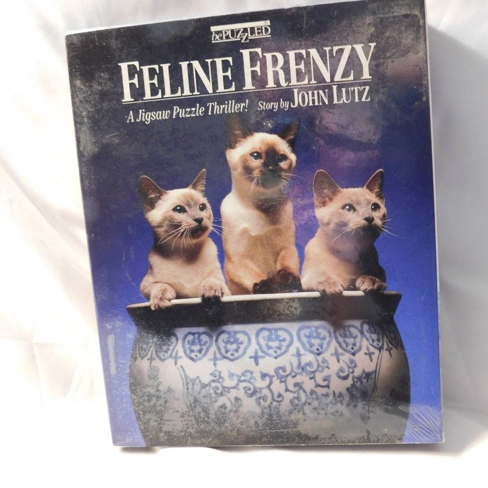 Feline Frenzy A Jigsaw Puzzle Thriller John Lutz be Puzzled SEALED BOX Vintage